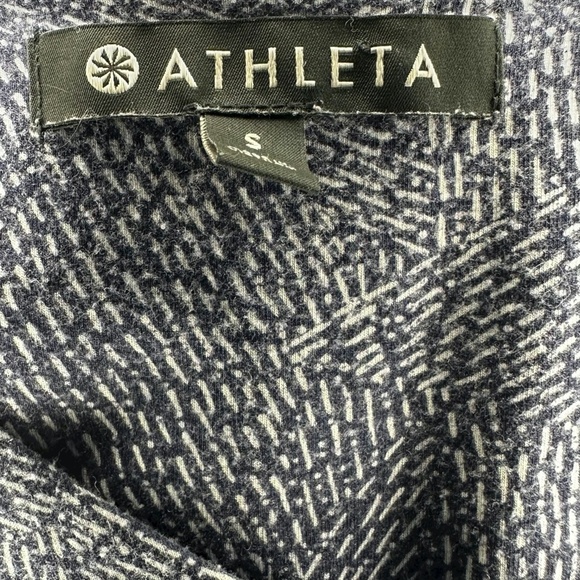 ATHLETA Santorini Dress Navy Print S High Neck Sleeveless Coastal Travel Euro - Picture 8 of 12